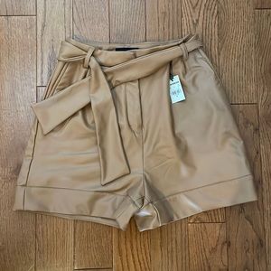 Cognac high waisted faux leather shorts *NEW WITH TAGS*